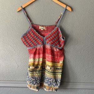 Lulumari Crochet Tank Top Cotton Adjustable Strap Vintage Inspired Size M